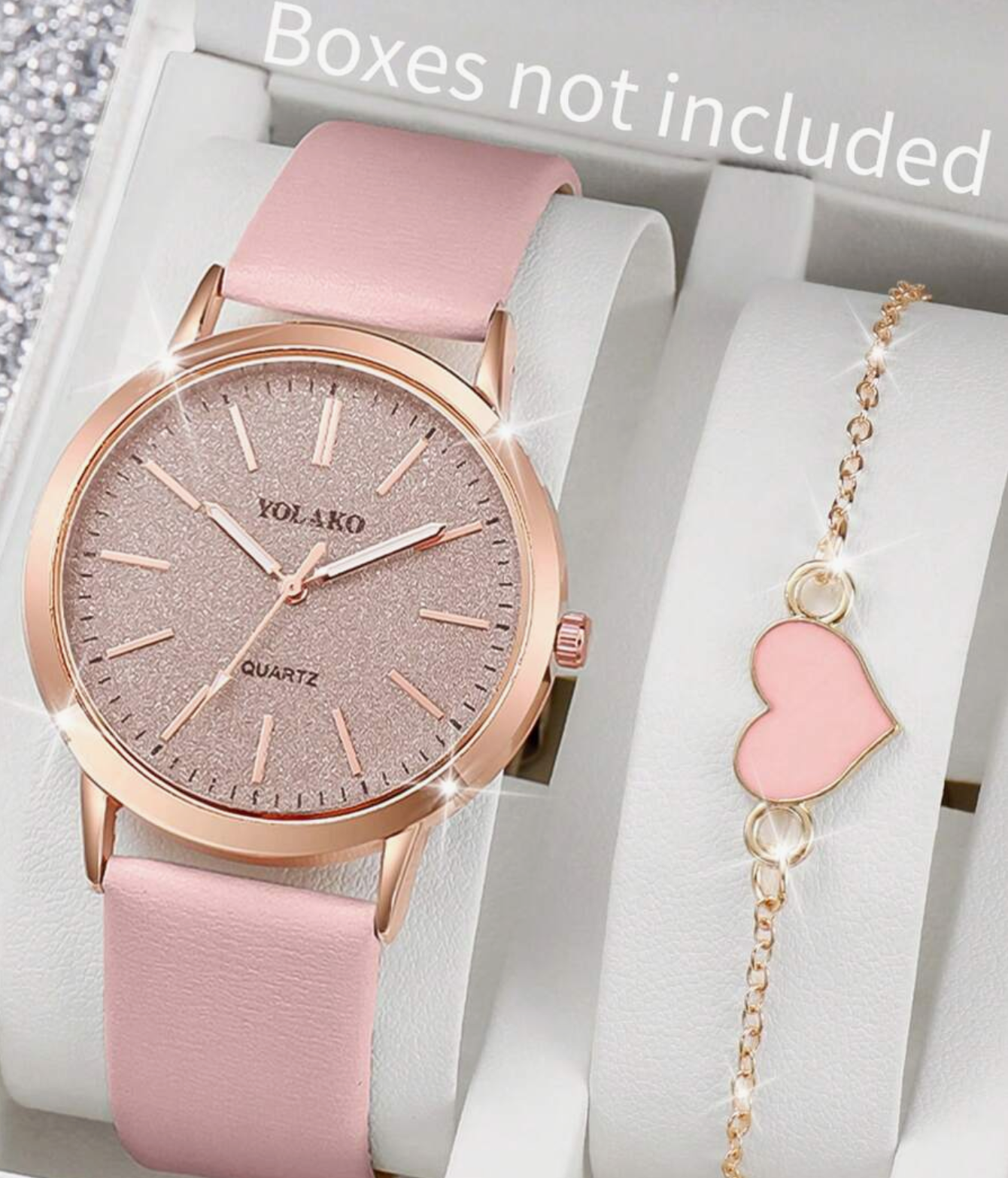 Women's Fashionable Minimalist Dial Quartz Wrist Watch With Leather Band And Heart-Shaped Bracelet (2pcs/Set)