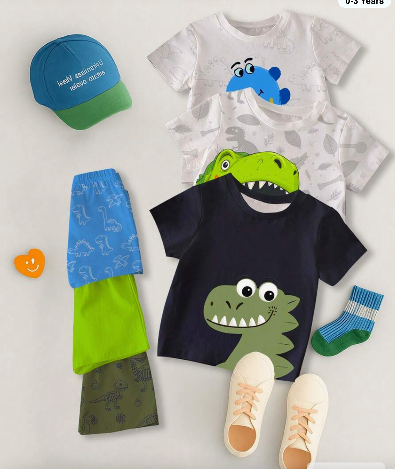 Toddler Boys Cartoon Dinosaur Print T-Shirt & Shorts Set