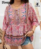 ***Plus Size Casual Summer Floral Print Shirt