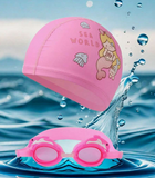 2pcs Cute Cartoon Swimming Goggles And Swimming Caps