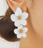 Women's 1pair Fresh Five-Petal Flower Double-Layered Earrings