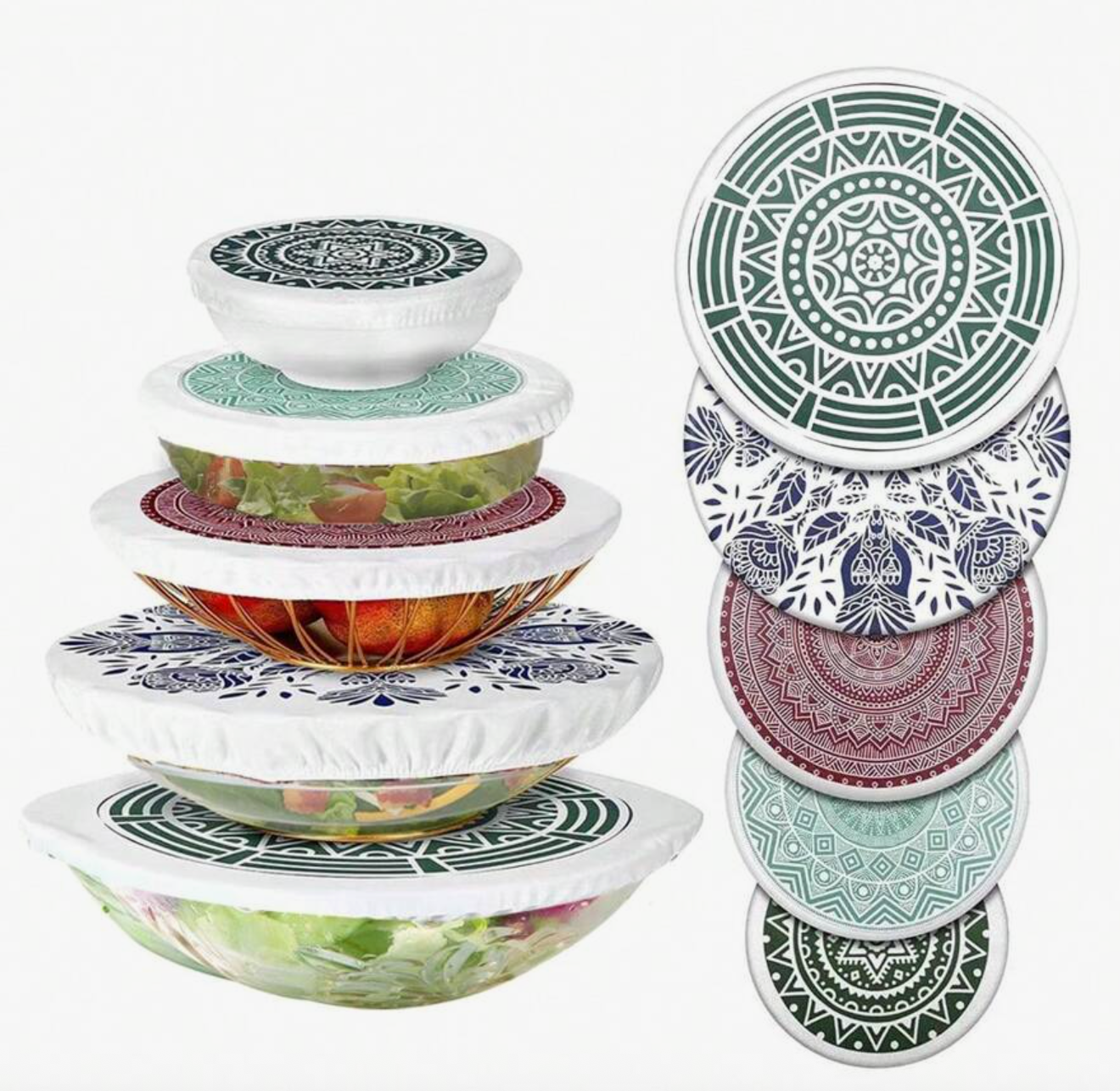 5pcs Reusable And Washable Cloth Bowl Covers