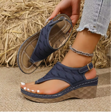 Women's Mule Sandals with Adjustable Strap High Wedge Heel