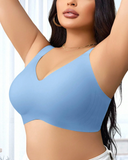 NudeFit Plus Size Women Seamless Jelly Stripe Soft Support Wireless Bra With Molded Cup