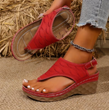 Women's Mule Sandals with Adjustable Strap High Wedge Heel