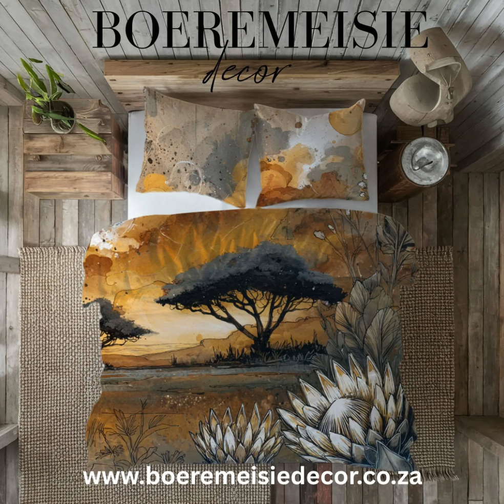 Tree and Protea Duvet Cover From Boeremiesie