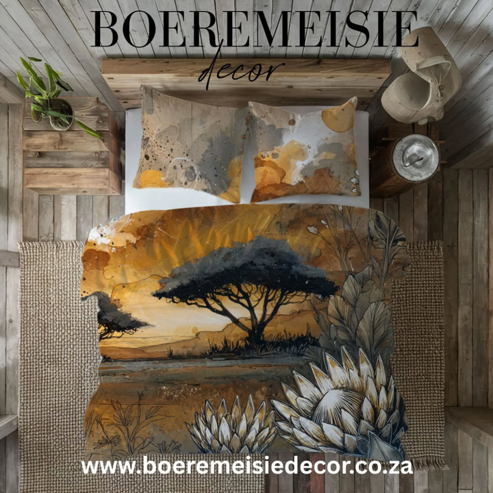 Tree and Protea Duvet Cover From Boeremiesie