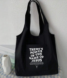 Letter Print Tote Bag, Multi-Pocket Casual Bag Retro Letter Print Handbag Christian "Jesus Loves You" Print Cosmetic Bag