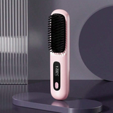 Women's Wireless Hair Straightener Brush - Portable USB Rechargeable Hair Straightening Brush