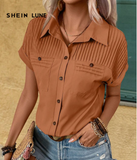 EMERY ROSE Women's Solid Color Batwing Sleeve Leisure Shirt For Vacation