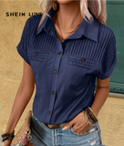 EMERY ROSE Women's Solid Color Batwing Sleeve Leisure Shirt For Vacation