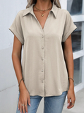 Wandoria Summer Casual Button Up Batwing Sleeve Shirt,Short Sleeve Tops