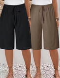 Two-Piece Set, Standard Size Women'S Shorts, Beach Pants, Solid Color
