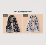 Halloween Skull Print Casual Scarf Solid Color Gauze Shawl Elegant Head Wrap Windproof Headscarf Hijab Sunscreen Travel Beach Towel