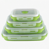 4pcs/Set 350/500/800/1200ml Creative Silicone Collapsible Bento Boxes, Macaron Colors Outdoor Travel Picnic Thermal Lunch Box, Kitchen Foldable Container Set