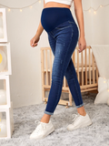 Maternity High Waisted Color Block Skinny Jeans