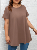 CURVE  Plus Size 4th Of July Casual Round Neck Short Sleeve Knit Flag Printed T-Shirt