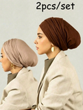 2PCS Women's Classic Solid Color Headscarf Scarf