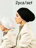 2PCS Women's Classic Solid Color Headscarf Scarf