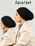 2PCS Women's Classic Solid Color Headscarf Scarf