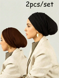 2PCS Women's Classic Solid Color Headscarf Scarf