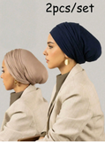 2PCS Women's Classic Solid Color Headscarf Scarf