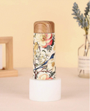 316 Stainless Steel Retro Floral Insulated Tumbler, 180ml Mini Portable Capacity, Wooden Lid   Artistic Floral Body, Long-Lasting Thermal Insulation, Making Every Beverage Sip Elegant Like In A Garden