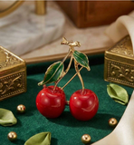 Classic Enamel Cherry Brooches - Fruit Pins For Women Unisex Casual Party Jewelry Accessories