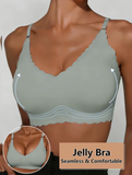 Single-piece Women's Simple Solid-color Wire-free Bra, Comfortable and Breathable, with Removable Pads and Ruffle Trim