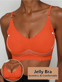 Single-piece Women's Simple Solid-color Wire-free Bra, Comfortable and Breathable, with Removable Pads and Ruffle Trim