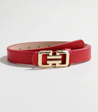 Fashionable Women's PU Leather Belt With Shiny Buckle