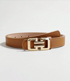 Fashionable Women's PU Leather Belt With Shiny Buckle