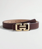 Fashionable Women's PU Leather Belt With Shiny Buckle