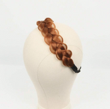 14 Inch Black Brown Blonde Multicolor Synthetic Hair Braided Headband Classic Chunky Wide Plaited Braids Elastic Stretch Hairpiece Women Beauty Accessory