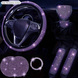 7pcs Car Steering Wheel Cover, Gear Shift Knob Cover, Shoulder Pad, Cup Holder, Ignition Ring Decorative Accessories,Purple Car Accesaories