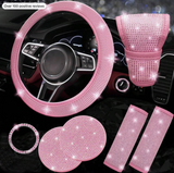 7pcs Car Steering Wheel Cover, Gear Shift Knob Cover, Shoulder Pad, Cup Holder, Ignition Ring Decorative Accessories,Purple Car Accesaories