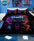 3pcs Cool Gaming Console Bedding Set, Comfortable Bedding, 1 Duvet Cover   2 Pillowcases, Made Of Skin-Friendly 100% Polyester Fiber, Suitable For Bedroom, Dorm, Or Travel