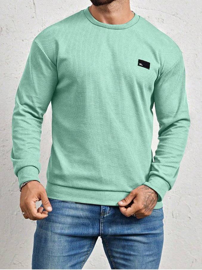 Manfinity Homme Loose Men's Letter Patched Detail Sweatshirt, Long Sleeve Top