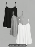 Women'S 3pcs Set Ruched Cami Loose Casual Vest