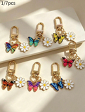 1/7pcs Butterfly Keychain, Bohemian Style Animal Metal Key Ring, Wallet/Bag/Backpack Charm, Earphone Case Accessory, Women's Gift, Halloween/Teacher's Day Decoration, Summer/Beach/Bag Charm, Keychain, Women's Keychain, Car Accessory, Travel Essential, Wal