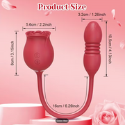 Dildo - Rose Sex Toy Dildo Vibrator - 3In1 Rose Sex Stimulator for Women with 10 Sucking And Thrusting Dildo G Spot Vibrators, Adult Clitoral Nipple Suck for Woman Man Couples