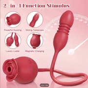 Dildo - Rose Sex Toy Dildo Vibrator - 3In1 Rose Sex Stimulator for Women with 10 Sucking And Thrusting Dildo G Spot Vibrators, Adult Clitoral Nipple Suck for Woman Man Couples