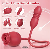 Dildo - Rose Sex Toy Dildo Vibrator - 3In1 Rose Sex Stimulator for Women with 10 Sucking And Thrusting Dildo G Spot Vibrators, Adult Clitoral Nipple Suck for Woman Man Couples