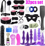 Dildo - Dildo - 32pcs Couples BDSM SM Kit - Adult Bondage Set with Candle, Anal Plug, Dildo, Role Play, Handcuffs, Cock Ring, Erotic Dice, Blindfold And Bedroom Teasing Toys - Perfect Valentine'S, Anniversary, Birthday, Holiday Gift for Lovers