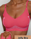 Single-piece Women's Simple Solid-color Wire-free Bra, Comfortable and Breathable, with Removable Pads and Ruffle Trim