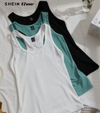 SHEIN EZwear 3pcs Women's Racerback Athletic Tank Tops, Sleeveless Sports Yoga Shirts,