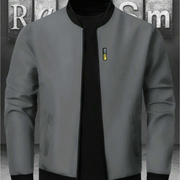 Manfinity Homme Men's Autumn Contrast Color Zipper Collar Casual Baseball Jacket