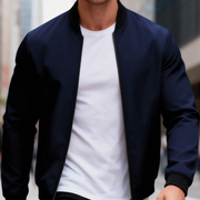 Manfinity Homme Men's Autumn Contrast Color Zipper Collar Casual Baseball Jacket