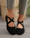 Women's Criss-Cross Elastic Band Pointed Toe Comfortable Casual Versatile Wedge Shoes