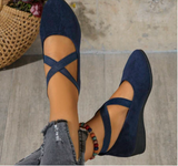Women's Criss-Cross Elastic Band Pointed Toe Comfortable Casual Versatile Wedge Shoes